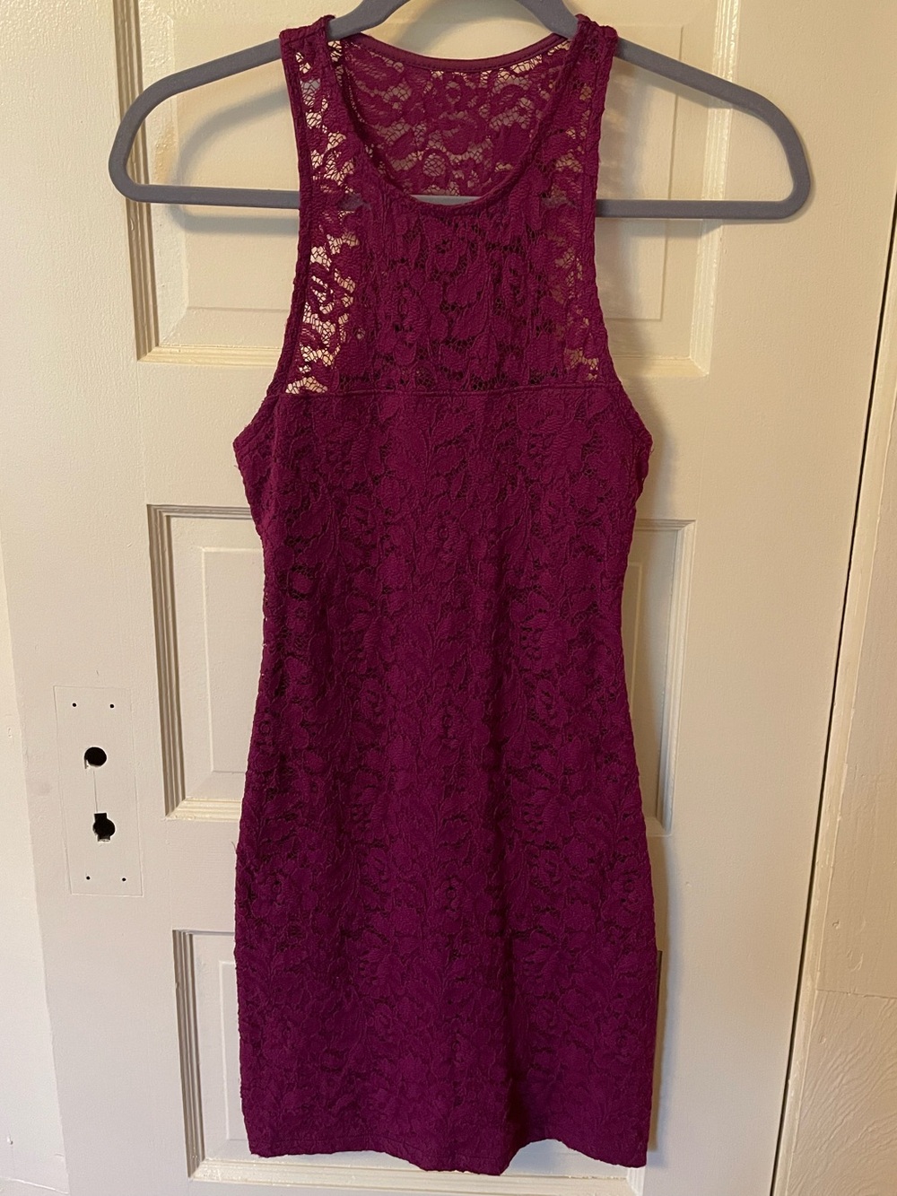 Hollister Burgundy Floral Lace Bodycon Mini Dress